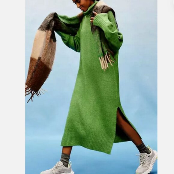 Anthropologie Vibrant Green Long Sleeve Dress - Picture 6 of 8